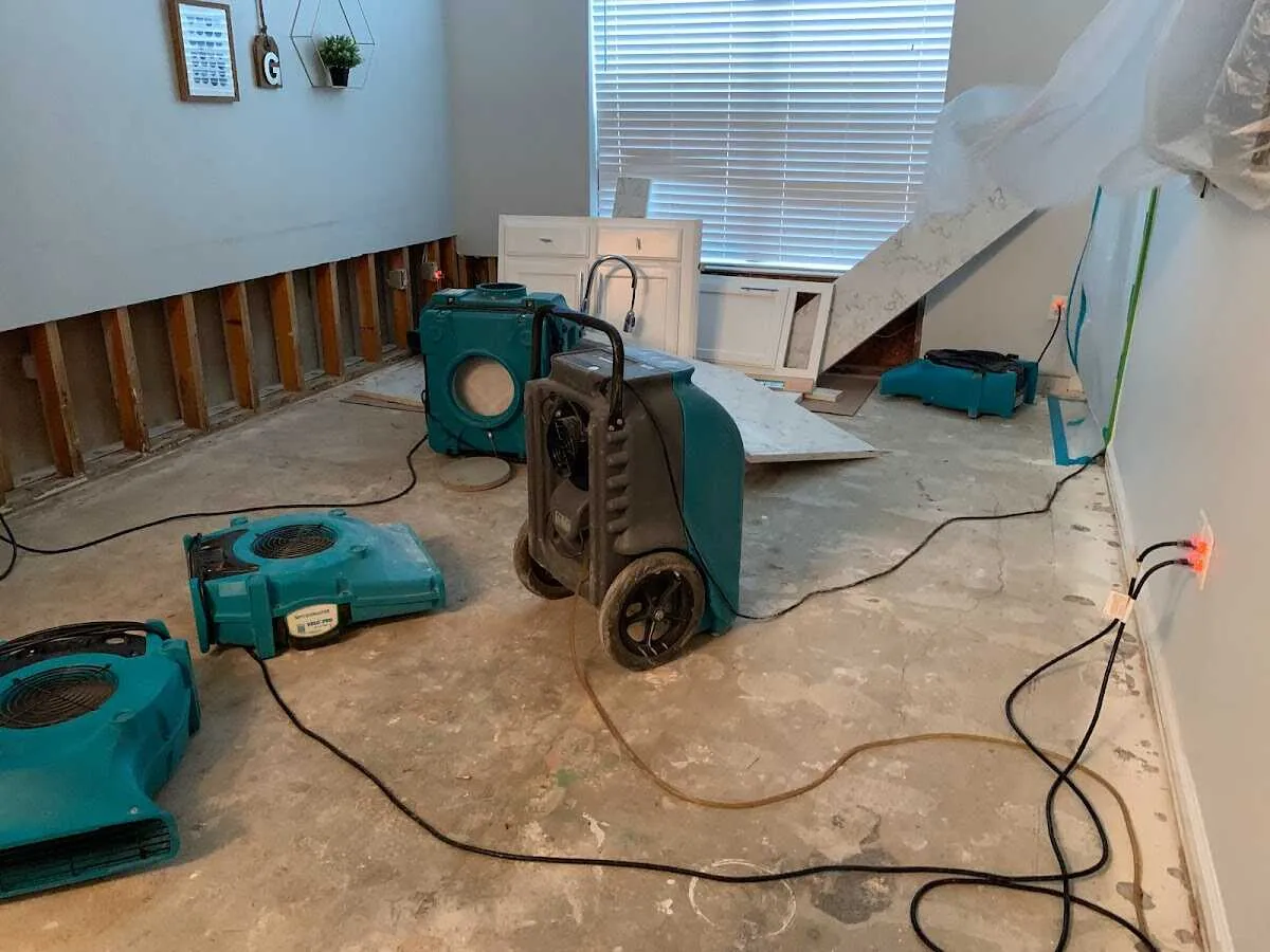Dehumidifier in flood-cut room for Water Damage Restoration in Hampshire
